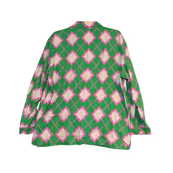 Victorias Secret Womens Argyle Button-Up Pajama Top Large Green READ - Picture 8 of 8